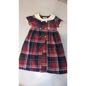 Elephantito 4T Girls Peter Pan Collar Plaid Button short Sleeve Dress Boutique